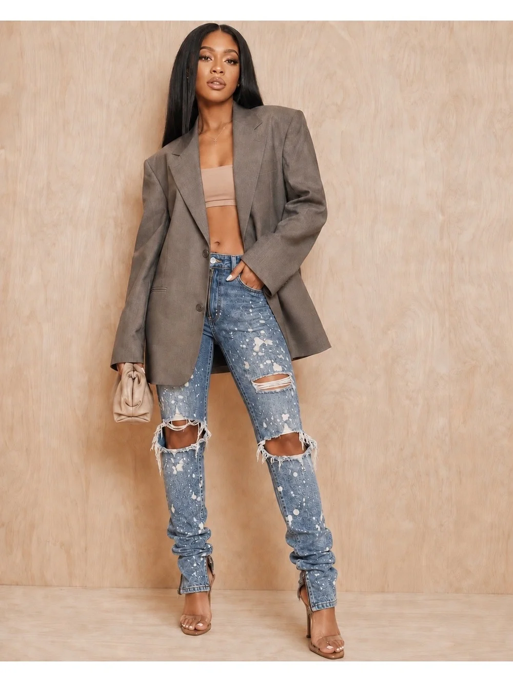 Fear of God Fourth Collection 2015-2016 Distressed Paint Splatter Zip Jeans 30